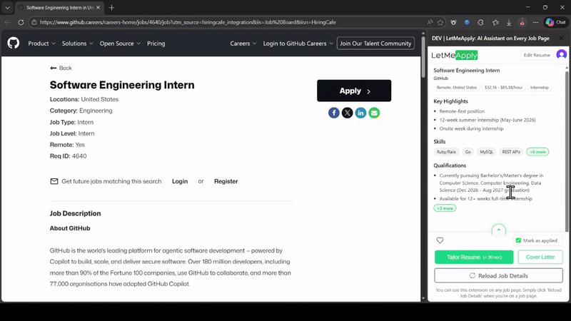 AI extracting job details and providing ATS optimization insights